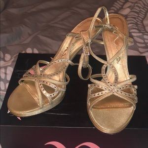 Nina Golden Rhinestone heels